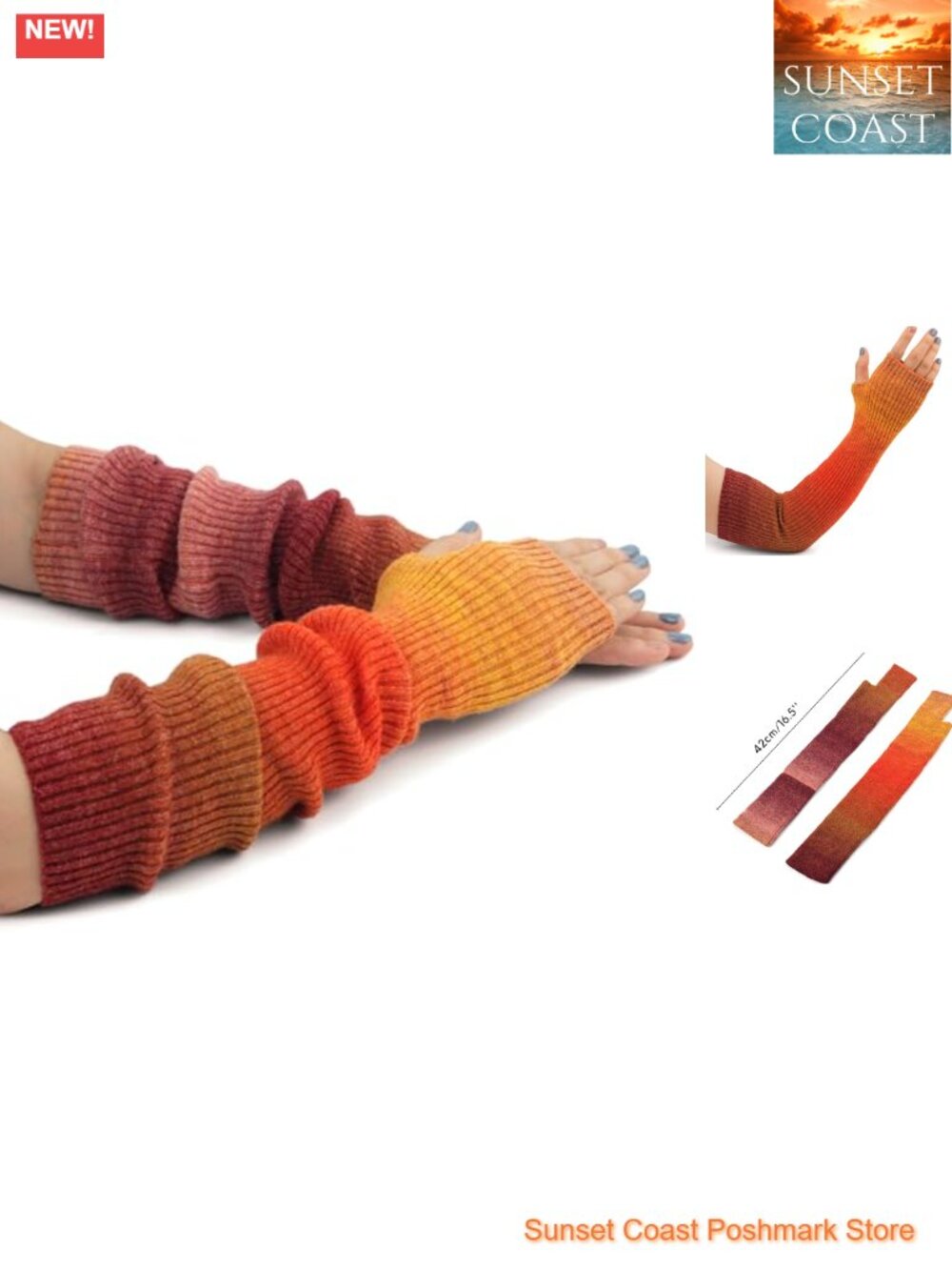 Cashmere Blend Fingerless Gloves Long Arm Warmers Women Thumb Hole